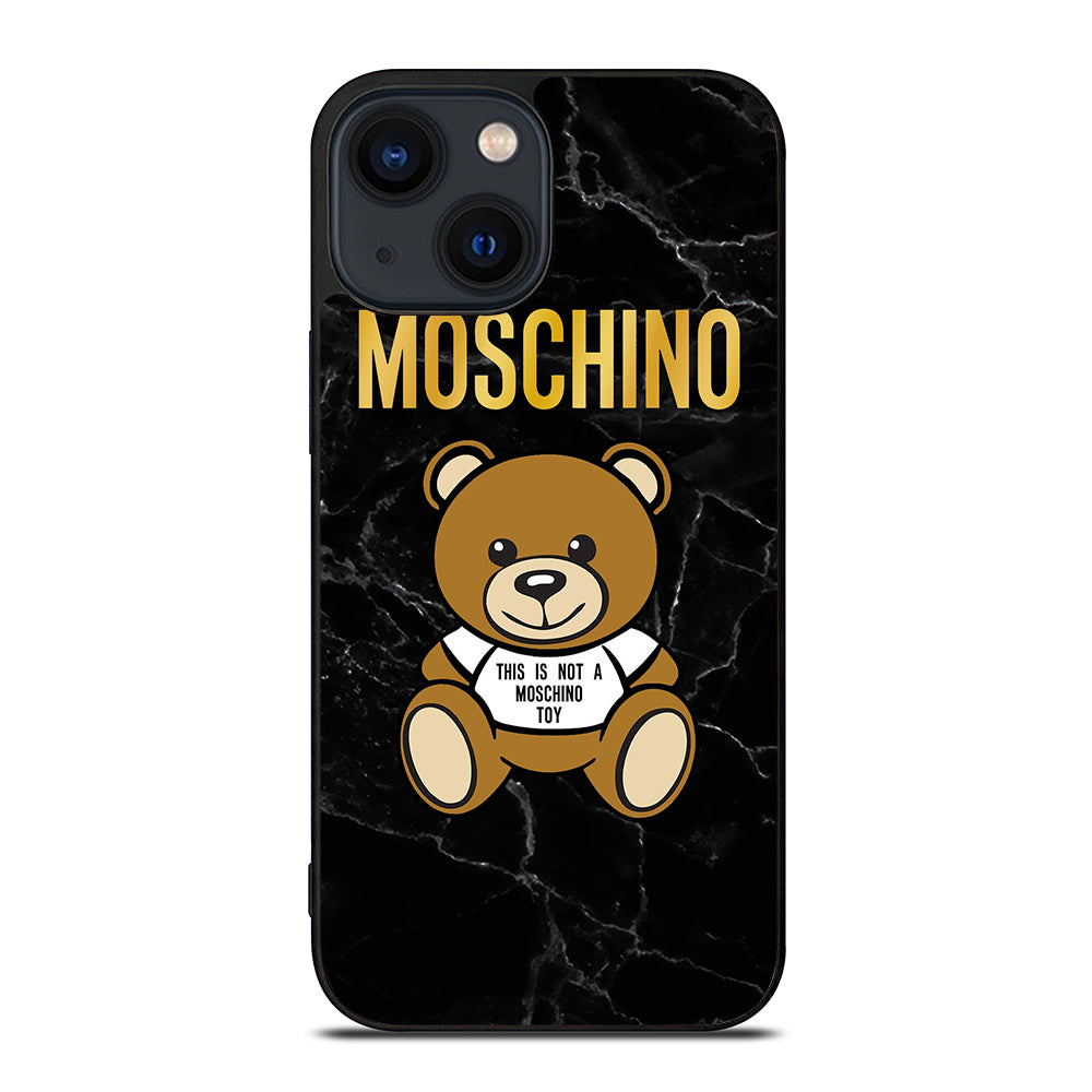MOSCHINO TEDDY BEAR BLACK MARBLE iPhone 14 Plus Case Cover