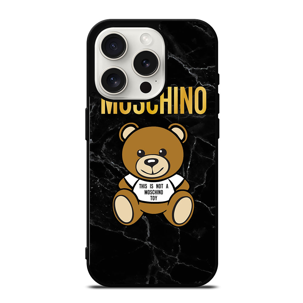 MOSCHINO TEDDY BEAR BLACK MARBLE iPhone 15 Pro Case Cover