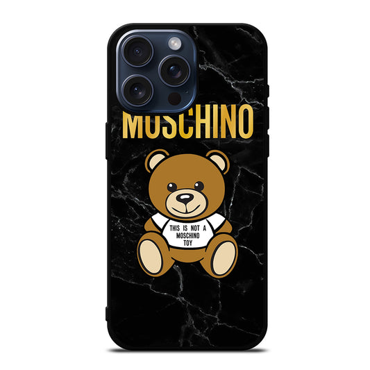 MOSCHINO TEDDY BEAR BLACK MARBLE iPhone 15 Pro Max Case Cover