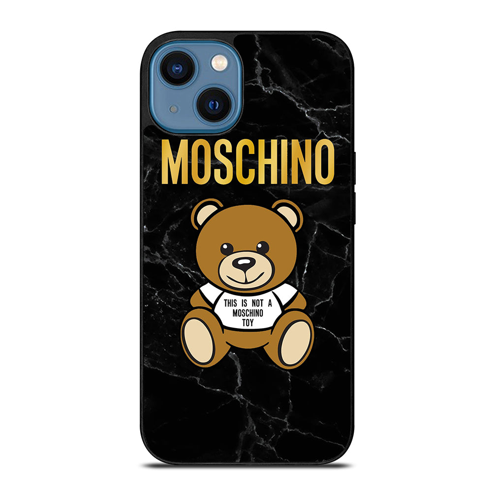 MOSCHINO TEDDY BEAR BLACK MARBLE iPhone 14 Case Cover