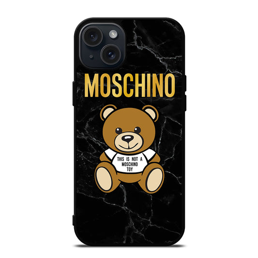 MOSCHINO TEDDY BEAR BLACK MARBLE iPhone 15 Plus Case Cover