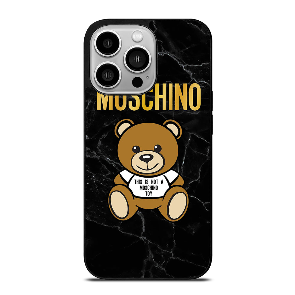 MOSCHINO TEDDY BEAR BLACK MARBLE iPhone 14 Pro Case Cover
