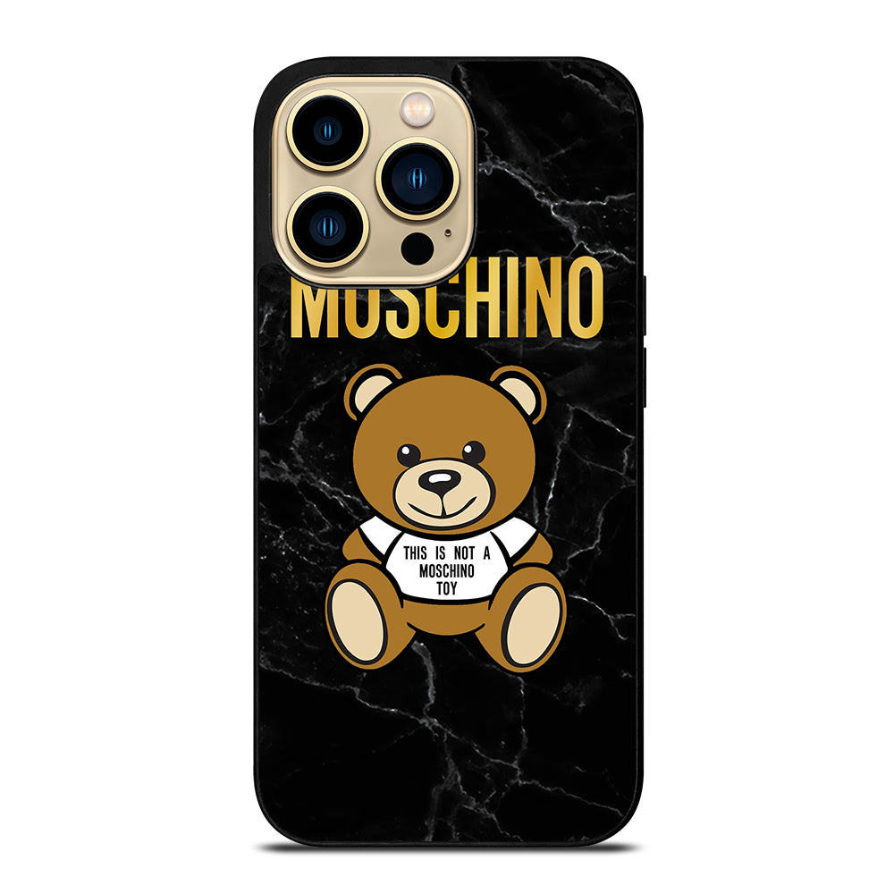 MOSCHINO TEDDY BEAR BLACK MARBLE iPhone 14 Pro Max Case Cover