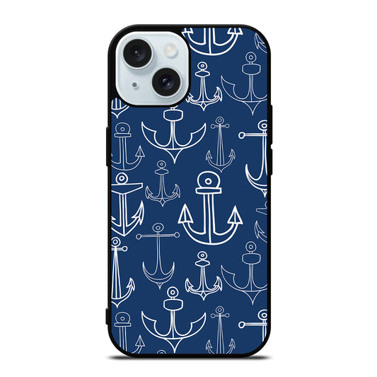 NAUTICAL ANCHOR PATTERN iPhone 15 Case Cover