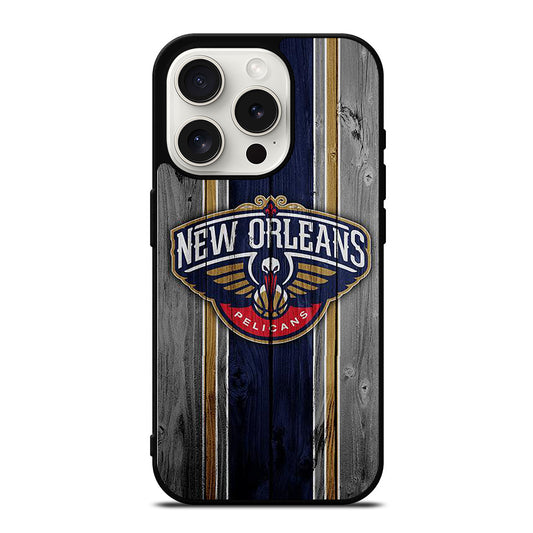 NEW ORLEANS PELICANS WOODEN LOGO iPhone 15 Pro Case Cover