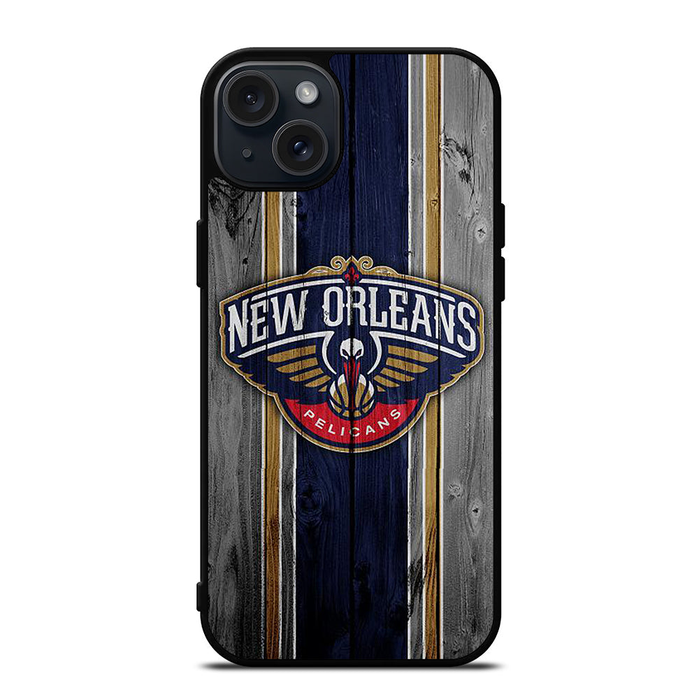 NEW ORLEANS PELICANS WOODEN LOGO iPhone 15 Plus Case Cover