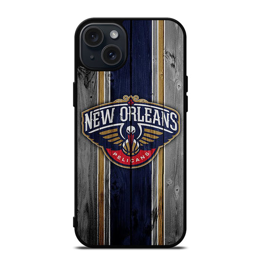 NEW ORLEANS PELICANS WOODEN LOGO iPhone 15 Plus Case Cover