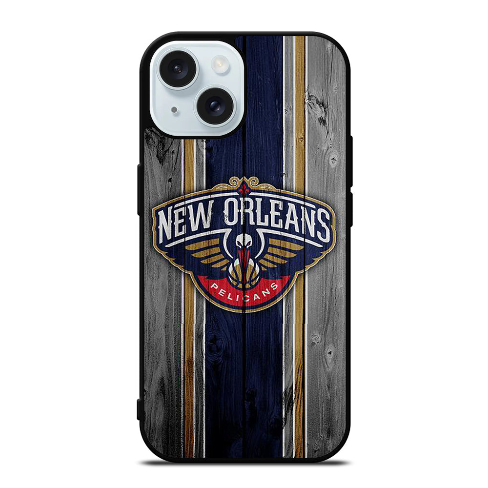 NEW ORLEANS PELICANS WOODEN LOGO iPhone 15 Case Cover