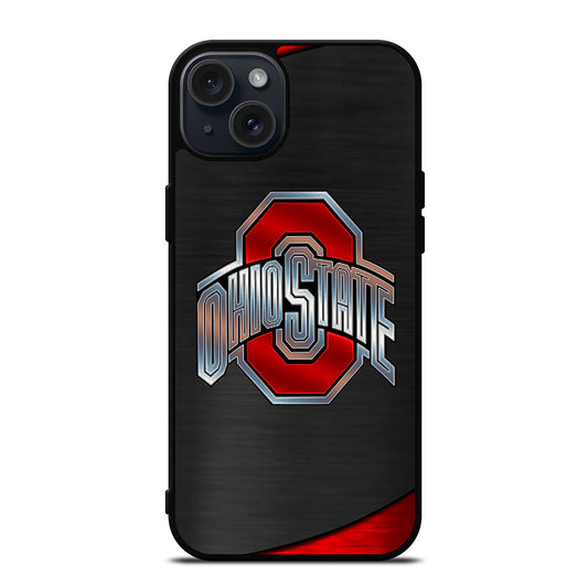 OHIO STATE BUCKEYES METAL LOGO iPhone 15 Plus Case Cover