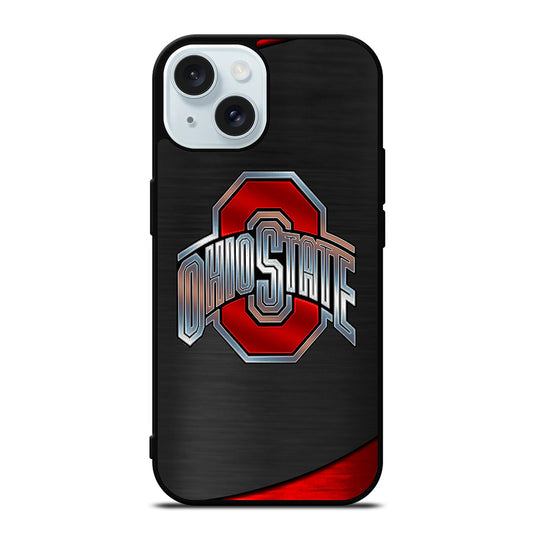 OHIO STATE BUCKEYES METAL LOGO iPhone 15 Case Cover