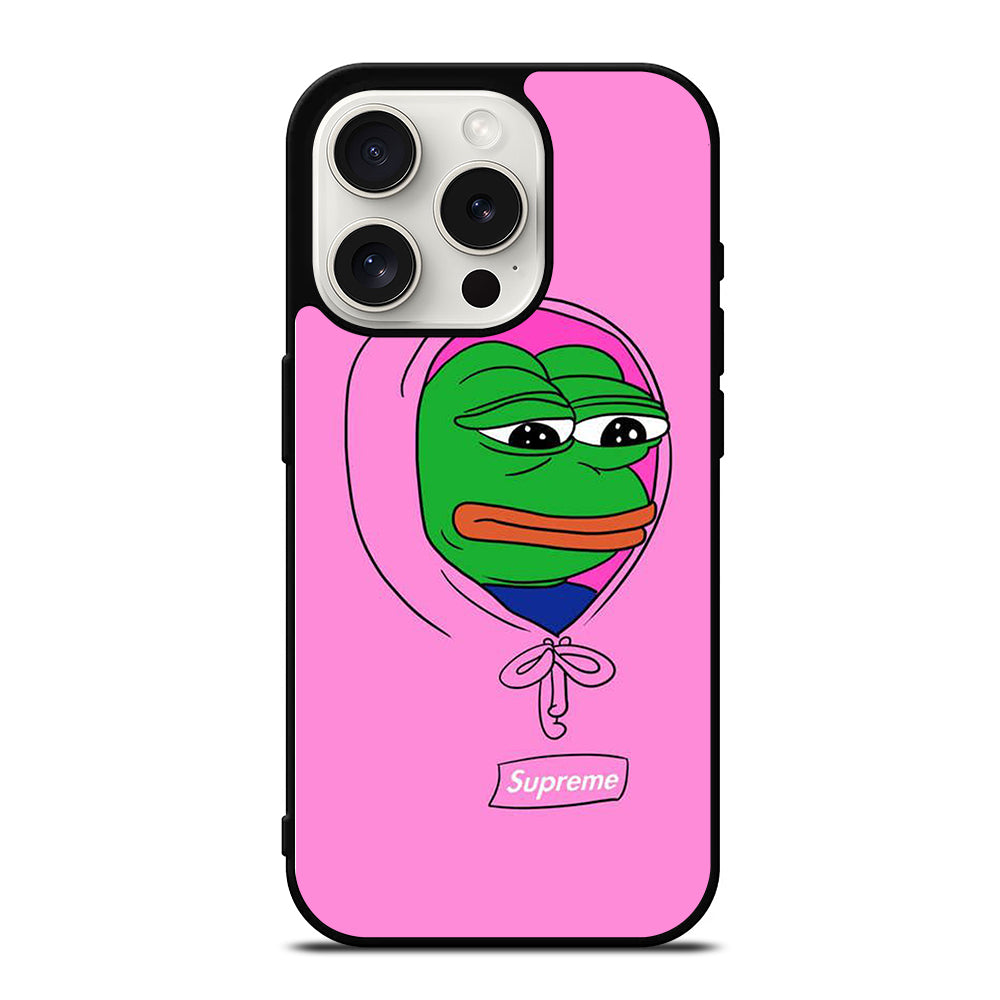 PEPE THE SMUG FROG PINK HOODIE iPhone 15 Pro Case Cover