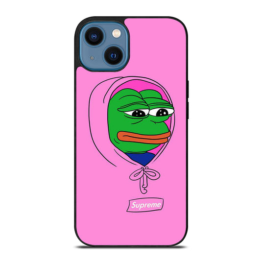 PEPE THE SMUG FROG PINK HOODIE iPhone 14 Case Cover