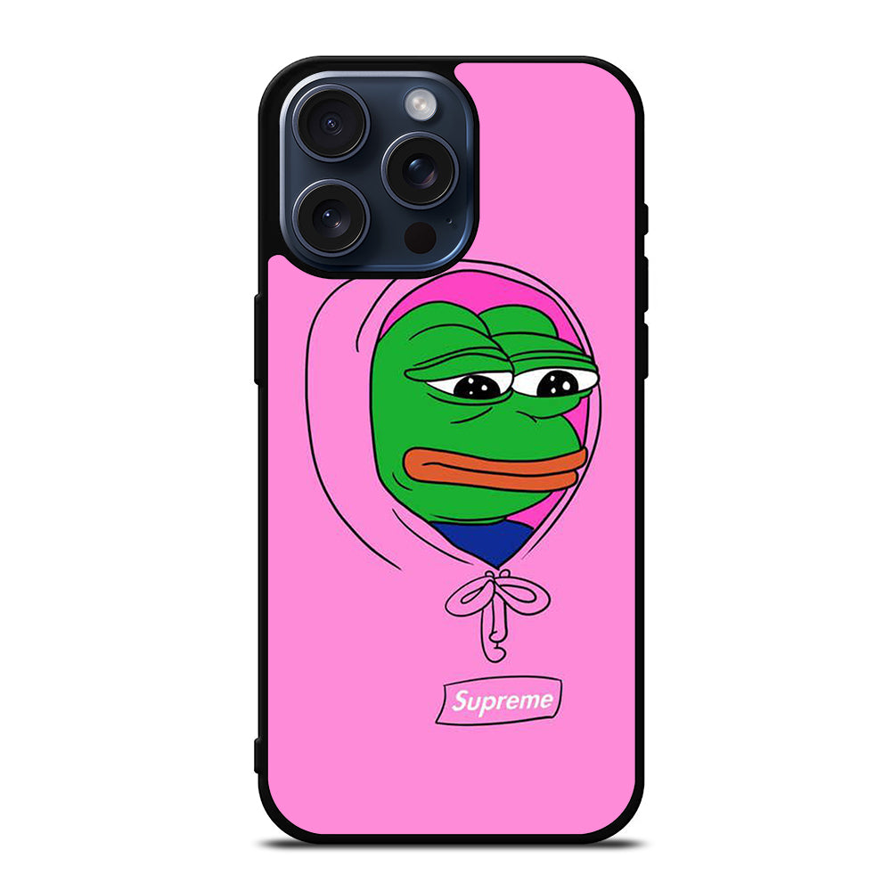 PEPE THE SMUG FROG PINK HOODIE iPhone 15 Pro Max Case Cover