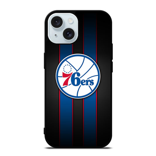 PHILADELPHIA 76ERS STRIPE LOGO iPhone 15 Case Cover