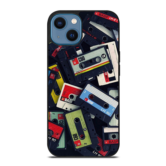RETRO CASSETTE TAPE PATTERN iPhone 14 Case Cover