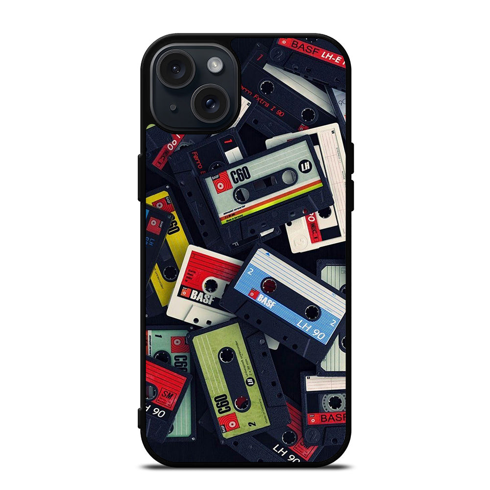 RETRO CASSETTE TAPE PATTERN iPhone 15 Plus Case Cover