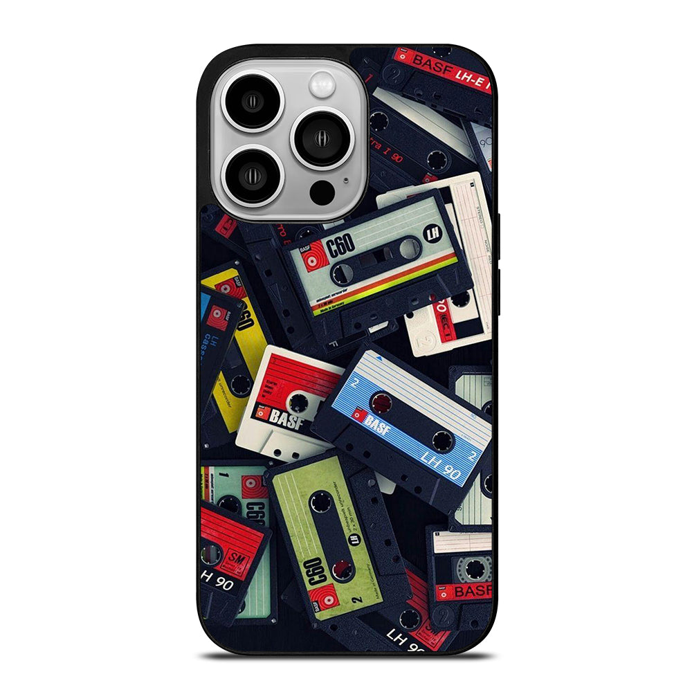 RETRO CASSETTE TAPE PATTERN iPhone 14 Pro Case Cover