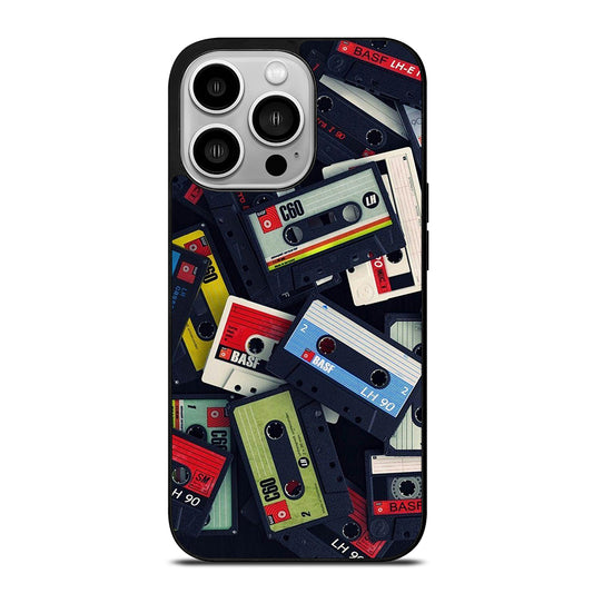 RETRO CASSETTE TAPE PATTERN iPhone 14 Pro Case Cover