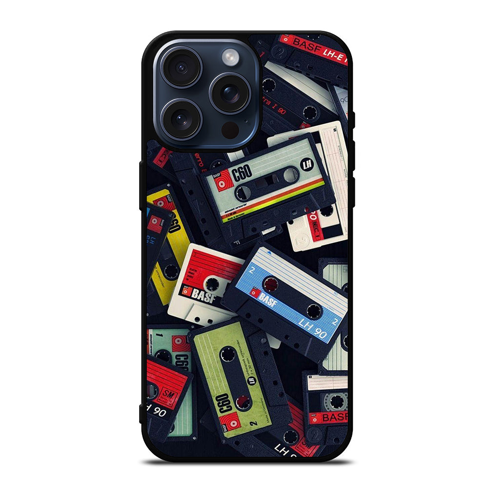 RETRO CASSETTE TAPE PATTERN iPhone 15 Pro Max Case Cover