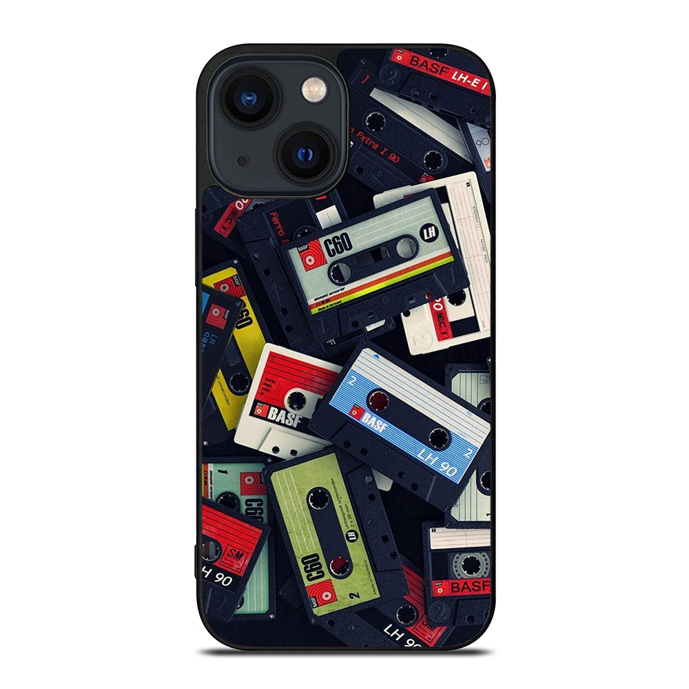 RETRO CASSETTE TAPE PATTERN iPhone 14 Plus Case Cover