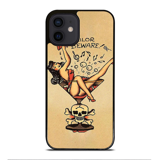 SAILOR JERRY BEWARE TATTOO iPhone 12 Mini Case Cover