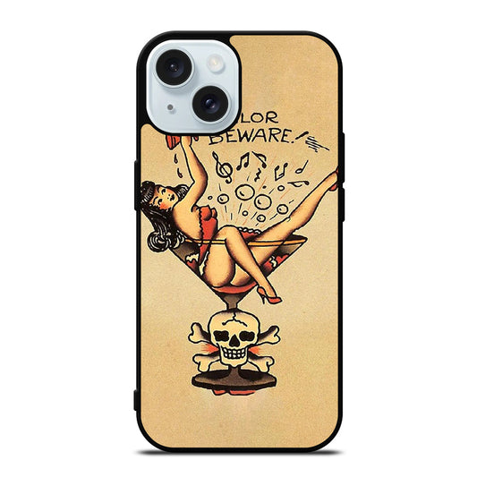 SAILOR JERRY BEWARE TATTOO iPhone 15 Case Cover