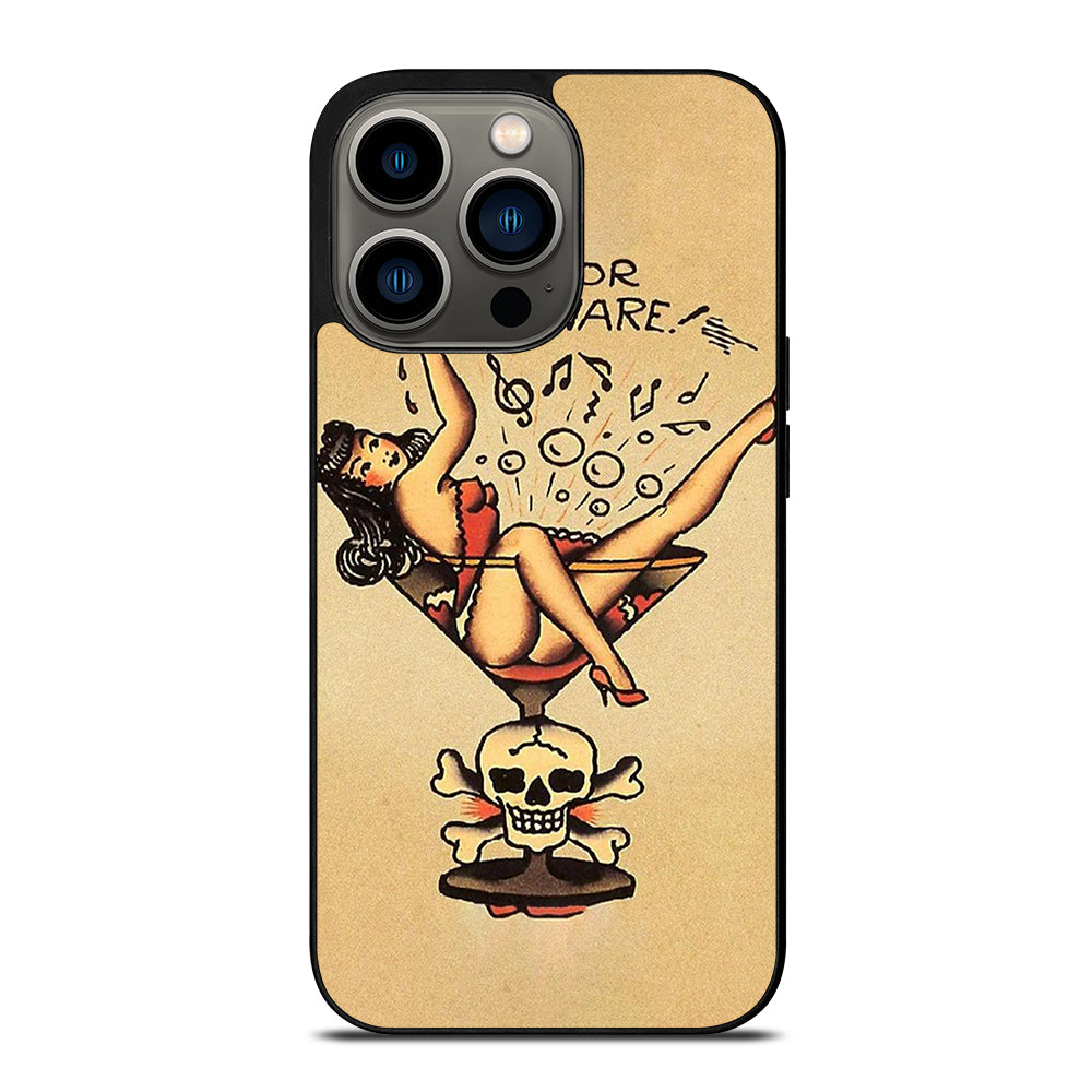 SAILOR JERRY BEWARE TATTOO iPhone 13 Pro Case Cover