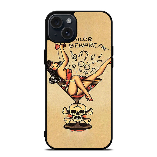 SAILOR JERRY BEWARE TATTOO iPhone 15 Plus Case Cover