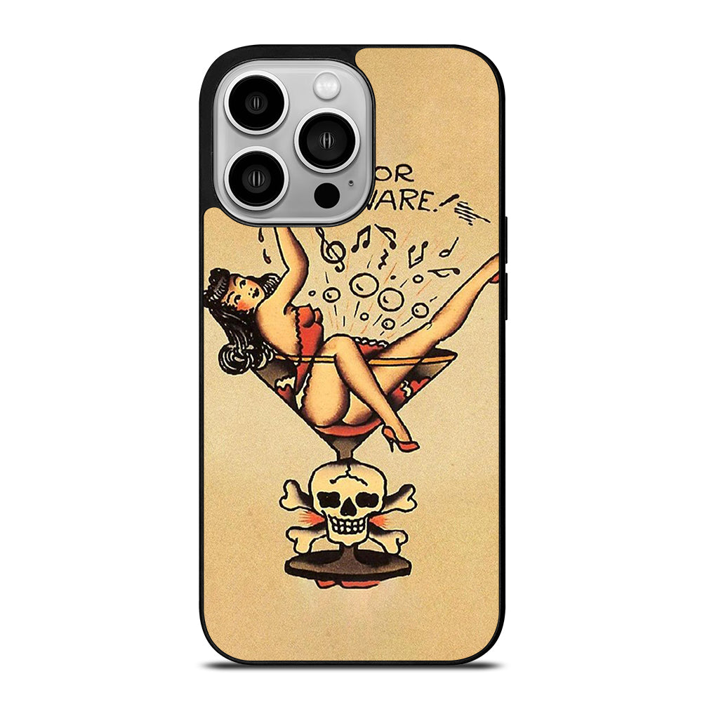 SAILOR JERRY BEWARE TATTOO iPhone 14 Pro Case Cover