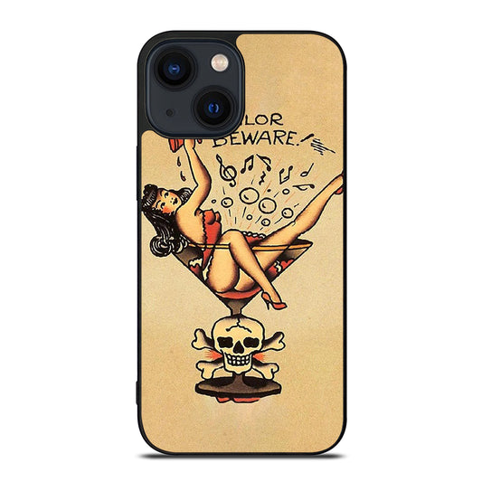 SAILOR JERRY BEWARE TATTOO iPhone 14 Plus Case Cover