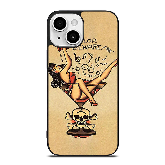 SAILOR JERRY BEWARE TATTOO iPhone 13 Mini Case Cover