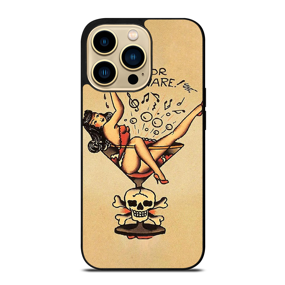 SAILOR JERRY BEWARE TATTOO iPhone 14 Pro Max Case Cover