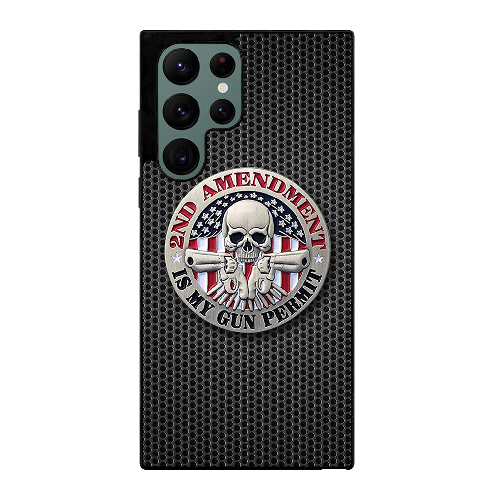 SECOND AMENDMENT AMERICAN GUN METAL LOGO Samsung Galaxy S22 Ultra Case Cover
