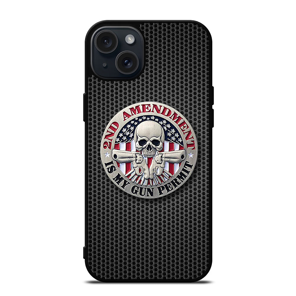 SECOND AMENDMENT AMERICAN GUN METAL LOGO iPhone 15 Plus Case Cover