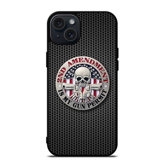 SECOND AMENDMENT AMERICAN GUN METAL LOGO iPhone 15 Plus Case Cover