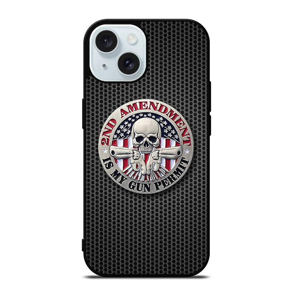 SECOND AMENDMENT AMERICAN GUN METAL LOGO iPhone 15 Case Cover