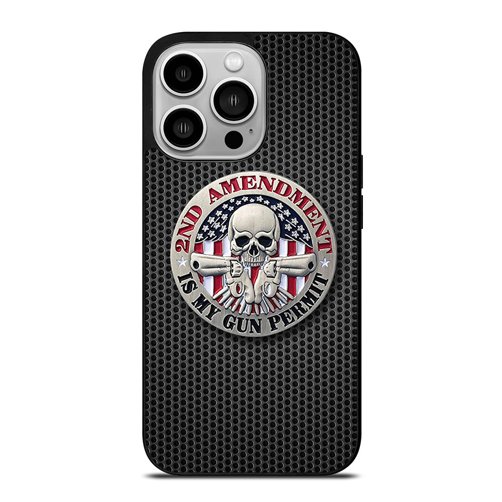 SECOND AMENDMENT AMERICAN GUN METAL LOGO iPhone 14 Pro Case Cover