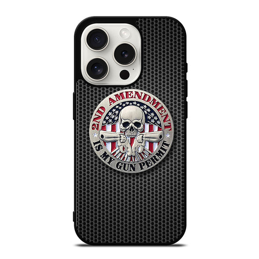 SECOND AMENDMENT AMERICAN GUN METAL LOGO iPhone 15 Pro Case Cover