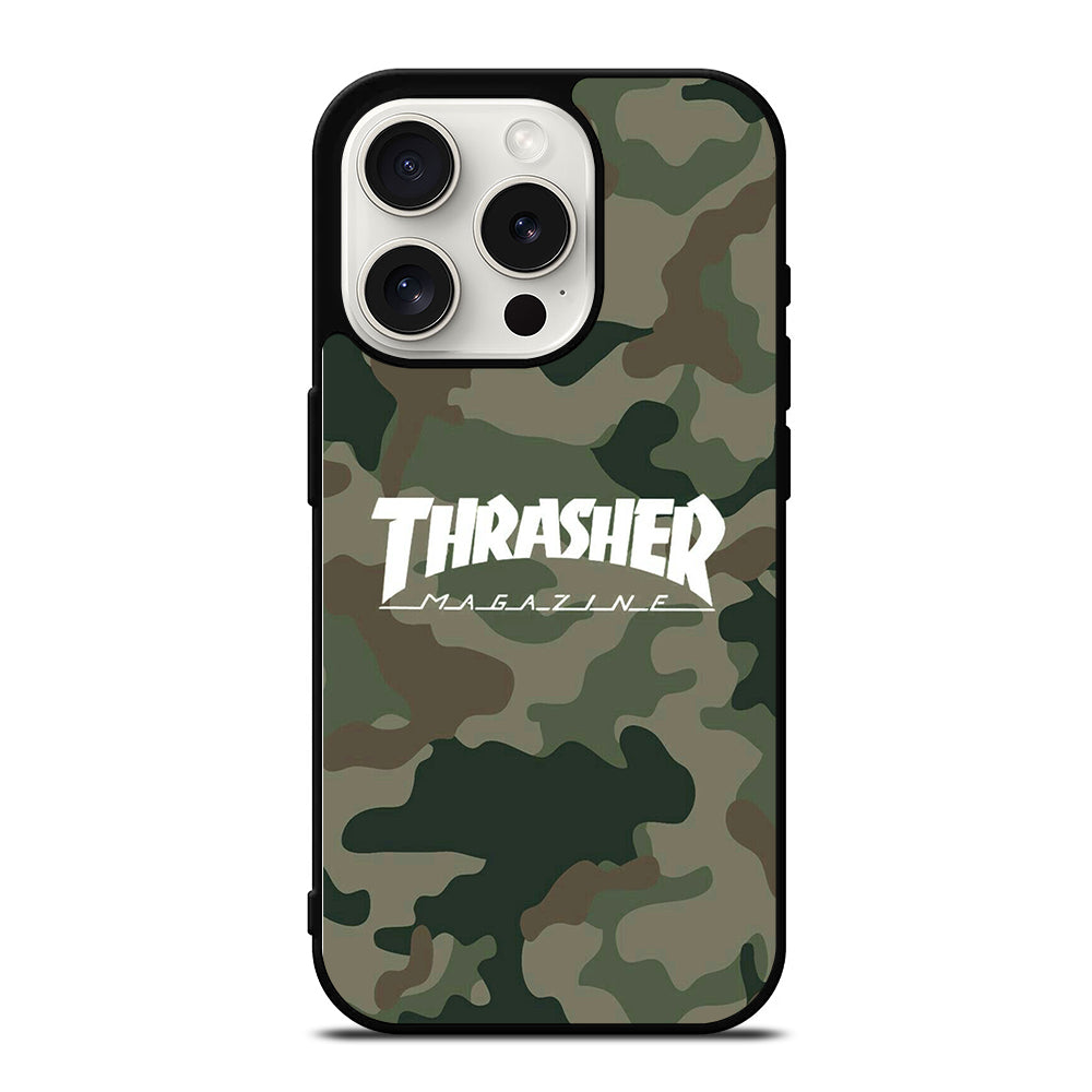 SKATEBOARD THRASHER CAMO LOGO iPhone 15 Pro Case Cover