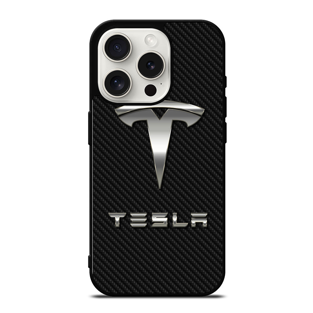 TESLA CARBON LOGO iPhone 15 Pro Case Cover