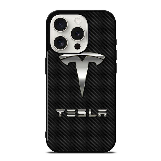 TESLA CARBON LOGO iPhone 15 Pro Case Cover