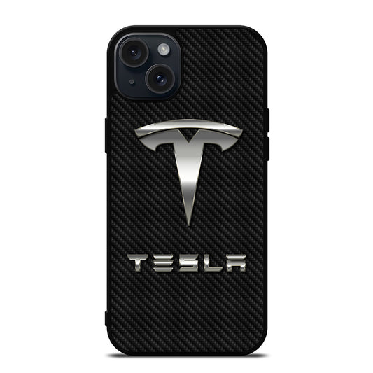 TESLA CARBON LOGO iPhone 15 Plus Case Cover