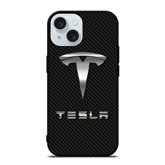 TESLA CARBON LOGO iPhone 15 Case Cover