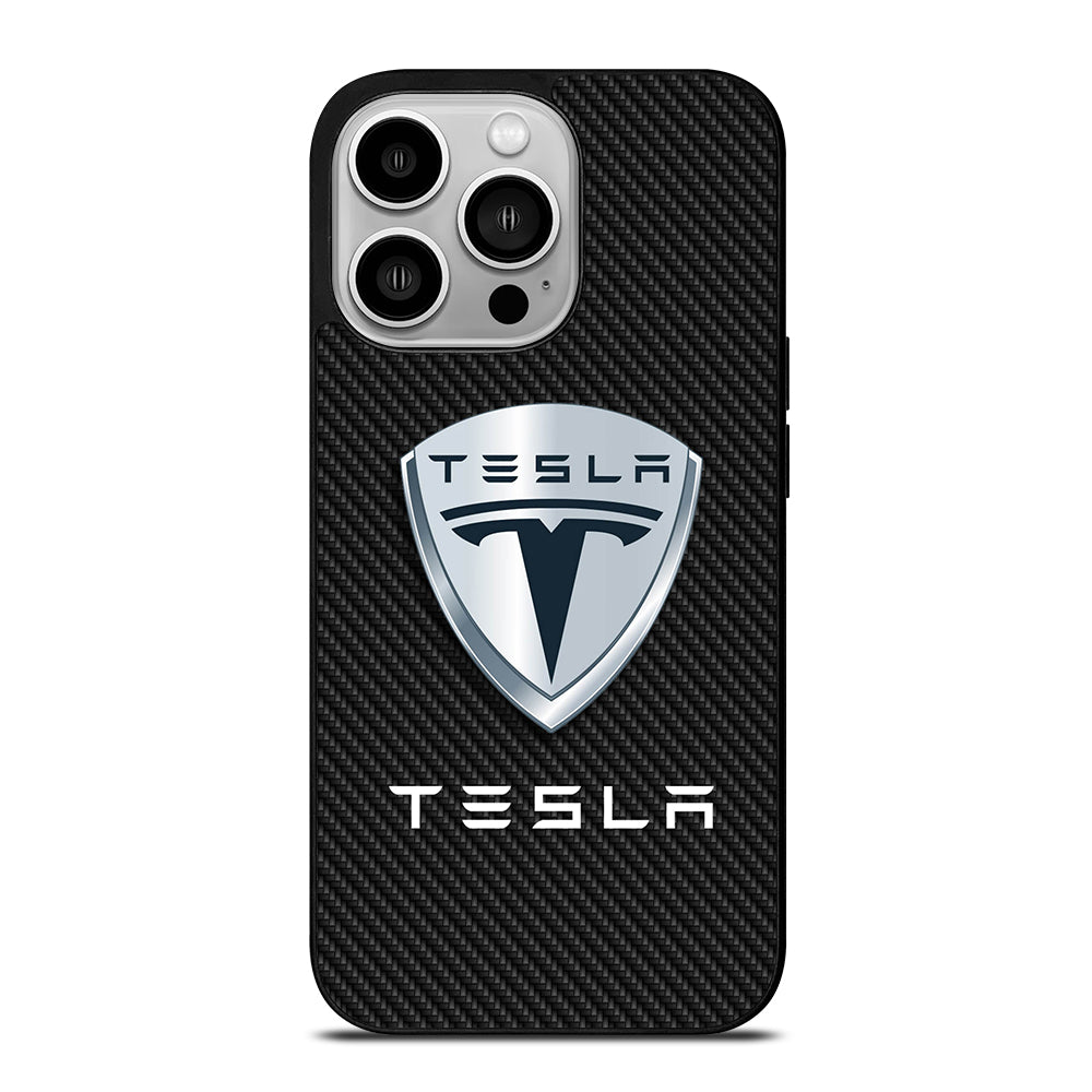 TESLA LOGO CARBON iPhone 14 Pro Case Cover