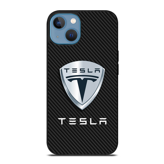 TESLA LOGO CARBON iPhone 13 Case Cover