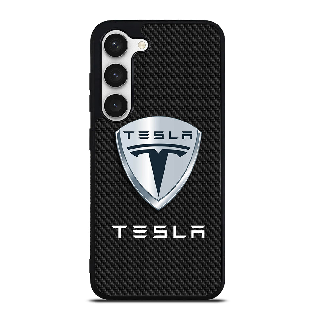 TESLA LOGO CARBON Samsung Galaxy S23 Case Cover