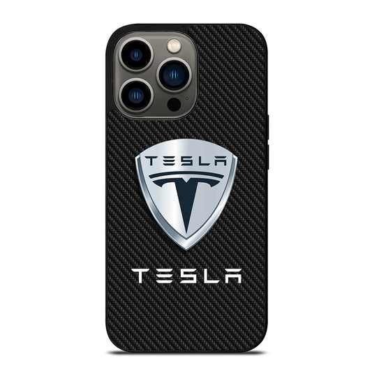 TESLA LOGO CARBON iPhone 13 Pro Case Cover