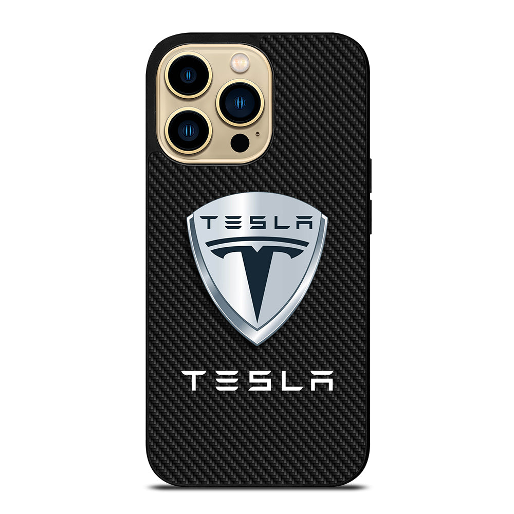 TESLA LOGO CARBON iPhone 14 Pro Max Case Cover