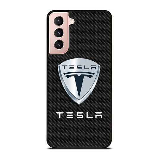 TESLA LOGO CARBON Samsung Galaxy S21 Case Cover