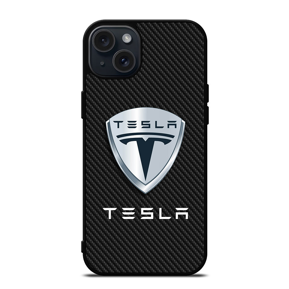 TESLA LOGO CARBON iPhone 15 Plus Case Cover